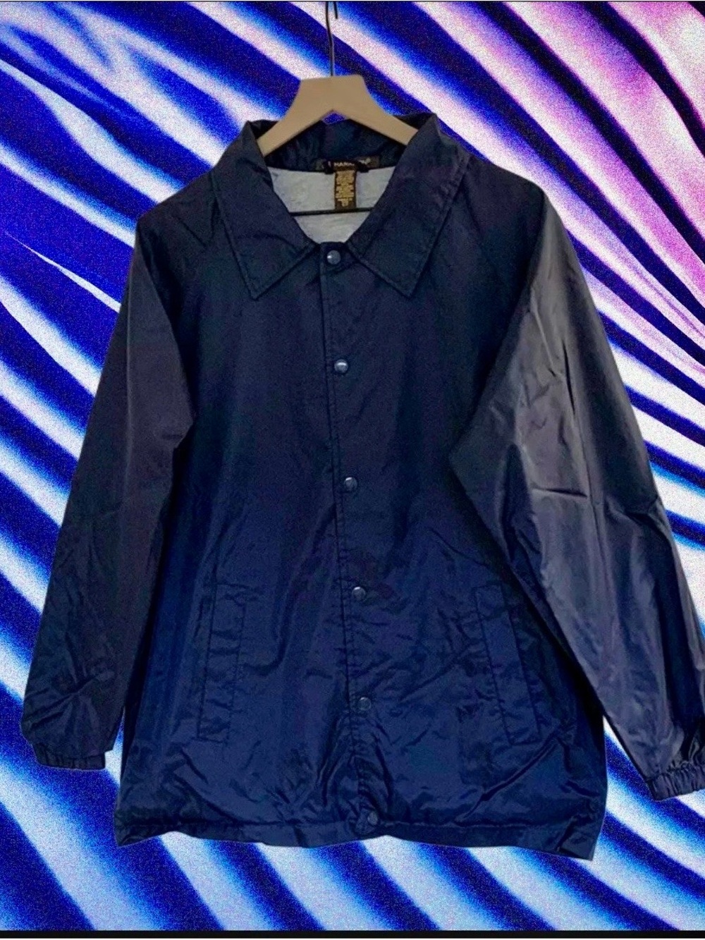 Harriton Men’s Coach’s Navy Jacket Windbreaker Size S